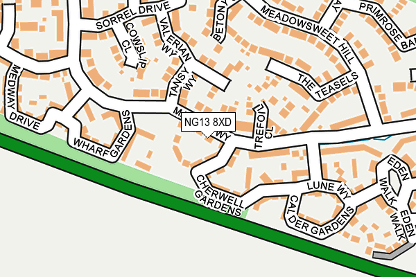 NG13 8XD map - OS OpenMap – Local (Ordnance Survey)