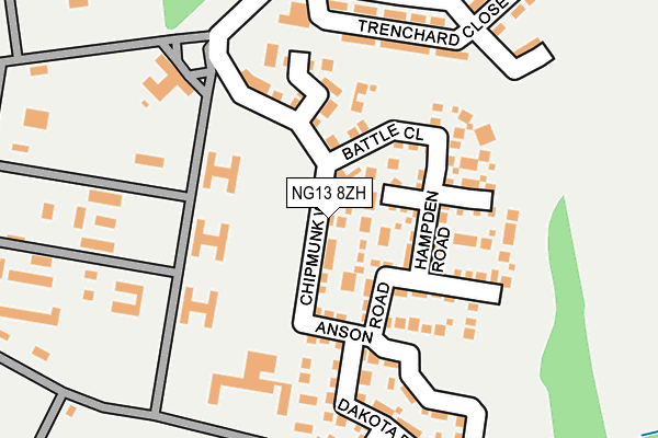 NG13 8ZH map - OS OpenMap – Local (Ordnance Survey)