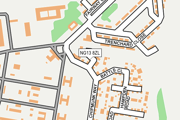 NG13 8ZL map - OS OpenMap – Local (Ordnance Survey)