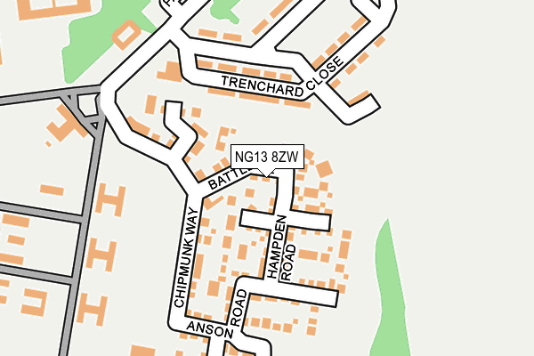 NG13 8ZW map - OS OpenMap – Local (Ordnance Survey)