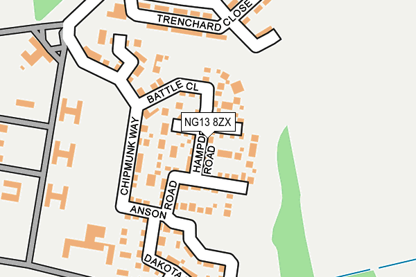 NG13 8ZX map - OS OpenMap – Local (Ordnance Survey)