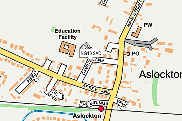 NG13 9AD map - OS OpenMap – Local (Ordnance Survey)