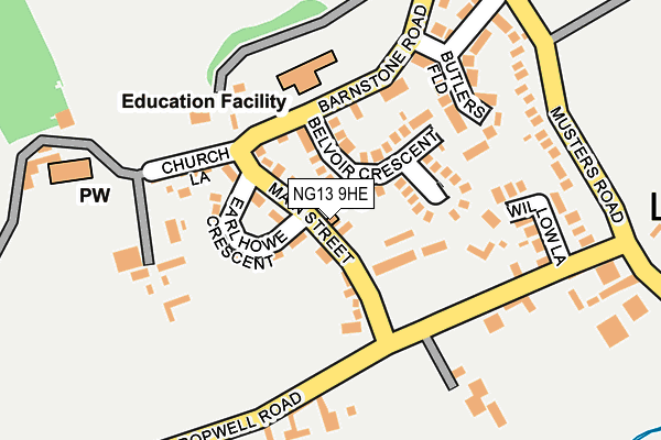 NG13 9HE map - OS OpenMap – Local (Ordnance Survey)