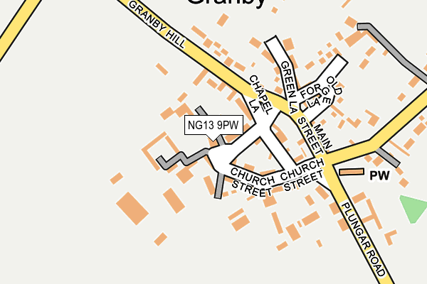 NG13 9PW map - OS OpenMap – Local (Ordnance Survey)