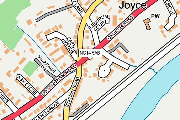 NG14 5AB map - OS OpenMap – Local (Ordnance Survey)