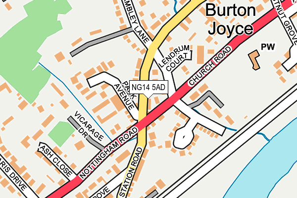 NG14 5AD map - OS OpenMap – Local (Ordnance Survey)