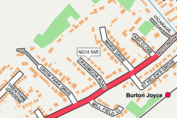 NG14 5AR map - OS OpenMap – Local (Ordnance Survey)