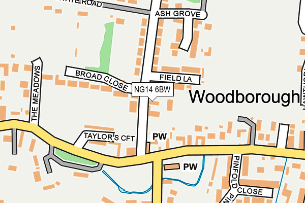 NG14 6BW map - OS OpenMap – Local (Ordnance Survey)
