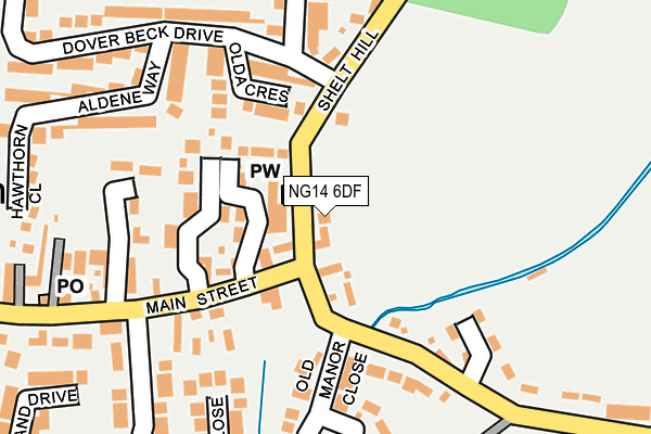 NG14 6DF map - OS OpenMap – Local (Ordnance Survey)