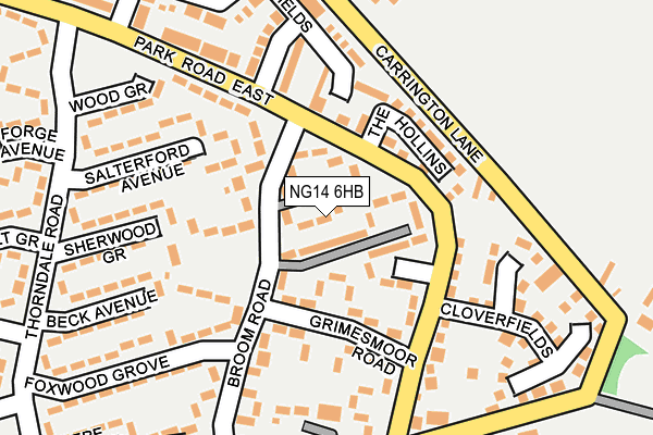 NG14 6HB map - OS OpenMap – Local (Ordnance Survey)