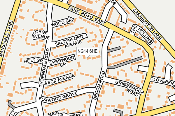 NG14 6HE map - OS OpenMap – Local (Ordnance Survey)