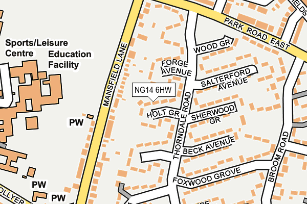 NG14 6HW map - OS OpenMap – Local (Ordnance Survey)