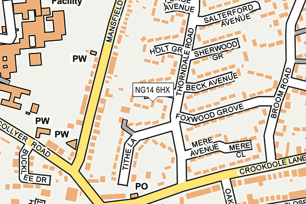 NG14 6HX map - OS OpenMap – Local (Ordnance Survey)