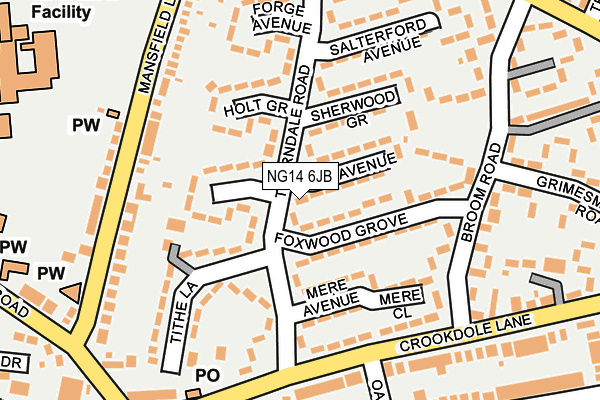NG14 6JB map - OS OpenMap – Local (Ordnance Survey)