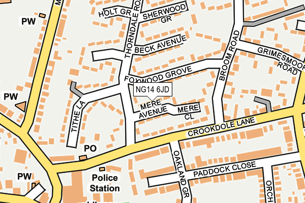 NG14 6JD map - OS OpenMap – Local (Ordnance Survey)