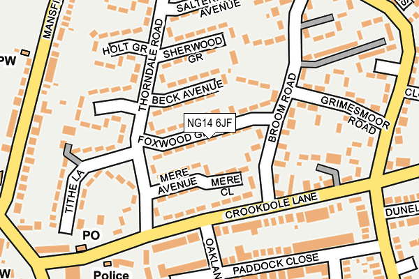 NG14 6JF map - OS OpenMap – Local (Ordnance Survey)