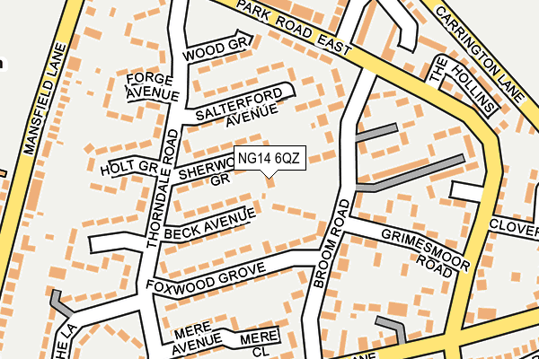 NG14 6QZ map - OS OpenMap – Local (Ordnance Survey)