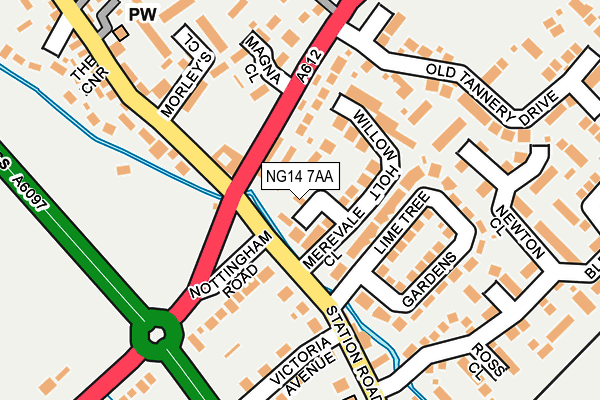 NG14 7AA map - OS OpenMap – Local (Ordnance Survey)