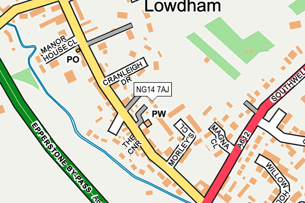 NG14 7AJ map - OS OpenMap – Local (Ordnance Survey)