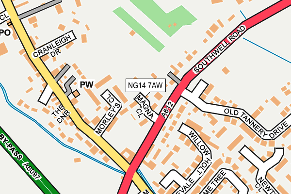 NG14 7AW map - OS OpenMap – Local (Ordnance Survey)