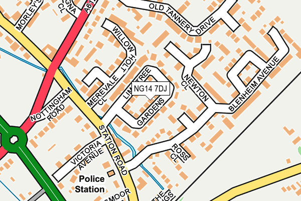 NG14 7DJ map - OS OpenMap – Local (Ordnance Survey)