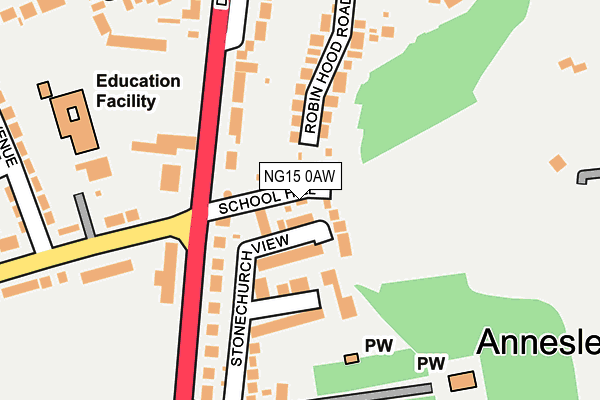 NG15 0AW map - OS OpenMap – Local (Ordnance Survey)