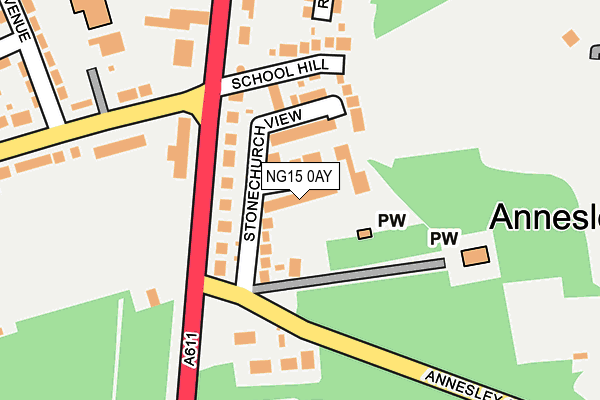 NG15 0AY map - OS OpenMap – Local (Ordnance Survey)