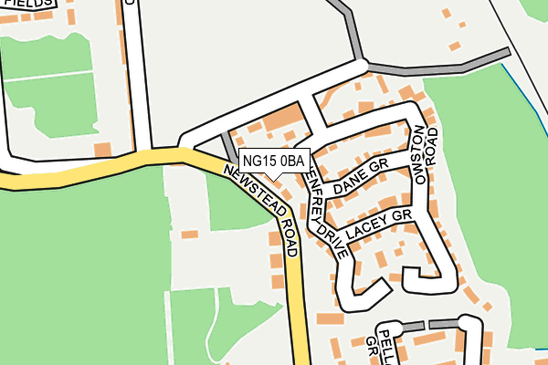 NG15 0BA map - OS OpenMap – Local (Ordnance Survey)