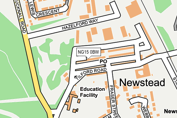 NG15 0BW map - OS OpenMap – Local (Ordnance Survey)