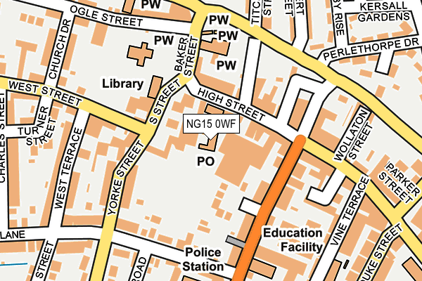 NG15 0WF map - OS OpenMap – Local (Ordnance Survey)