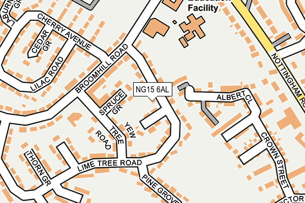 NG15 6AL map - OS OpenMap – Local (Ordnance Survey)