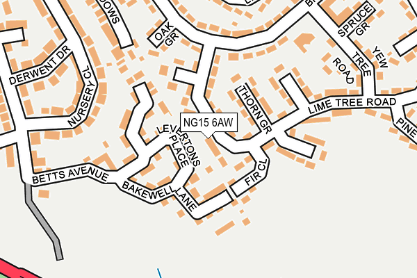 NG15 6AW map - OS OpenMap – Local (Ordnance Survey)