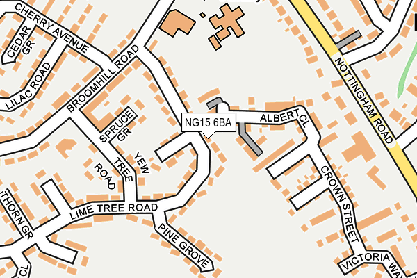 NG15 6BA map - OS OpenMap – Local (Ordnance Survey)