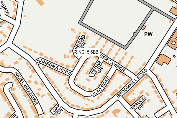 NG15 6BB map - OS OpenMap – Local (Ordnance Survey)
