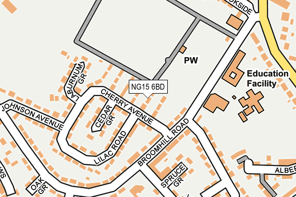 NG15 6BD map - OS OpenMap – Local (Ordnance Survey)