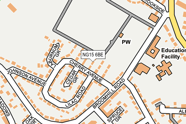 NG15 6BE map - OS OpenMap – Local (Ordnance Survey)