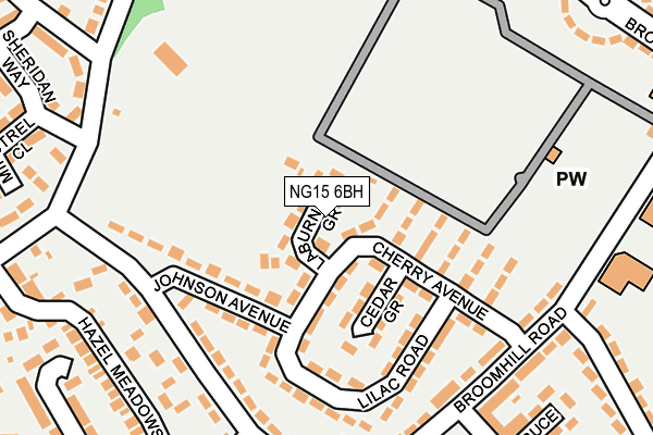 NG15 6BH map - OS OpenMap – Local (Ordnance Survey)