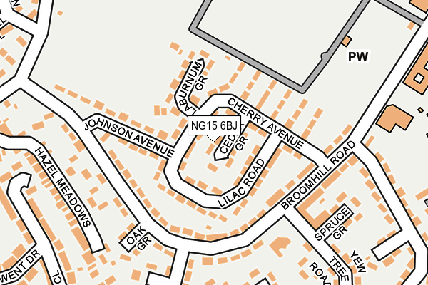 NG15 6BJ map - OS OpenMap – Local (Ordnance Survey)