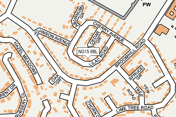 NG15 6BL map - OS OpenMap – Local (Ordnance Survey)