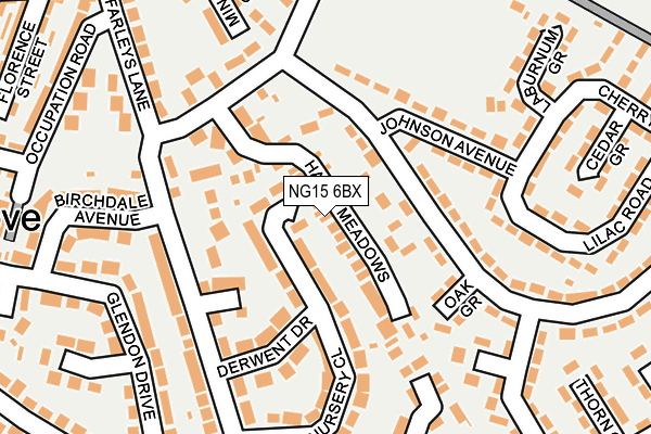 NG15 6BX map - OS OpenMap – Local (Ordnance Survey)