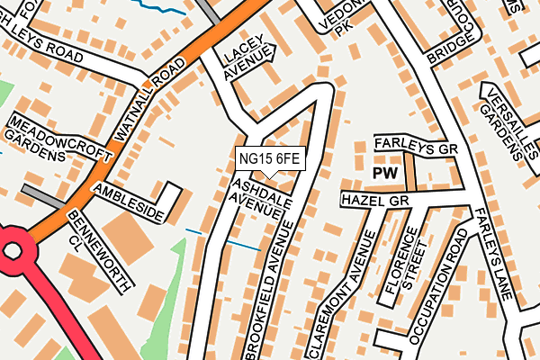 NG15 6FE map - OS OpenMap – Local (Ordnance Survey)