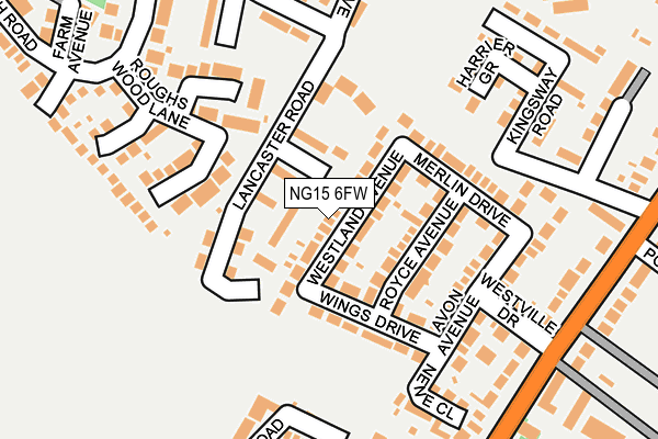 NG15 6FW map - OS OpenMap – Local (Ordnance Survey)