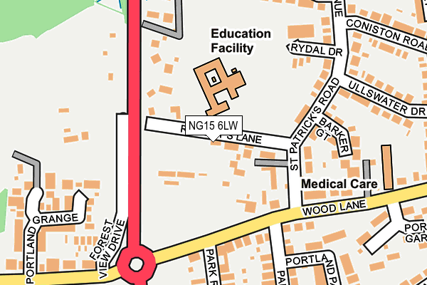 NG15 6LW map - OS OpenMap – Local (Ordnance Survey)