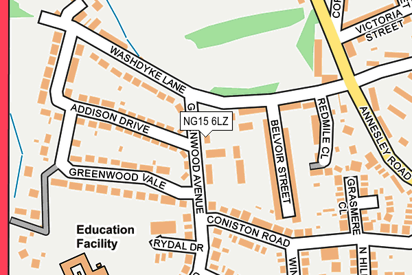 NG15 6LZ map - OS OpenMap – Local (Ordnance Survey)