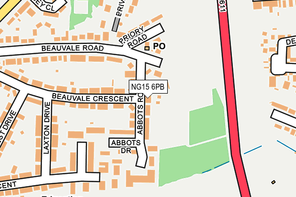 NG15 6PB map - OS OpenMap – Local (Ordnance Survey)