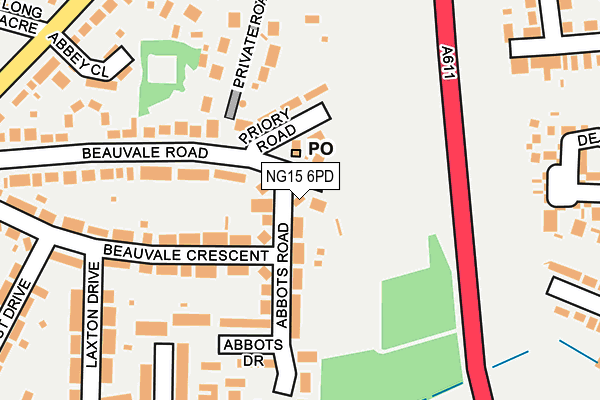 NG15 6PD map - OS OpenMap – Local (Ordnance Survey)
