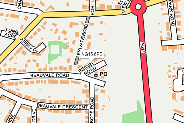 NG15 6PE map - OS OpenMap – Local (Ordnance Survey)
