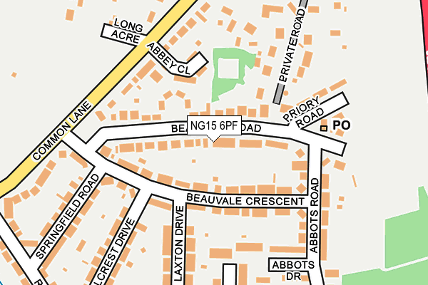 NG15 6PF map - OS OpenMap – Local (Ordnance Survey)