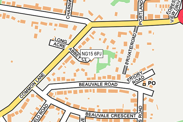 NG15 6PJ map - OS OpenMap – Local (Ordnance Survey)