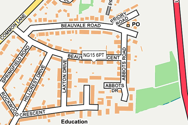 NG15 6PT map - OS OpenMap – Local (Ordnance Survey)